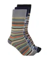 Paul Smith Three-pack Multicolor Signature Stripe Socks In Gray
