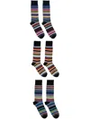 Paul Smith Mix Stripe 3pack Socks In Blue