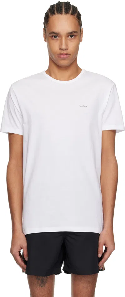 Paul Smith Three-pack White Organic Cotton Logo Lounge T-shirts In 1 White