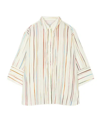 Paul Smith Three Quarters Sleeved Striped Shirt In Multi