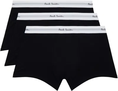 Paul Smith Three-pack Black Organic-cotton Mixed Stripe Boxer Briefs