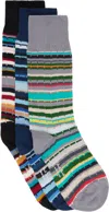 Paul Smith Three-pack Multicolor Cable Socks In Multi