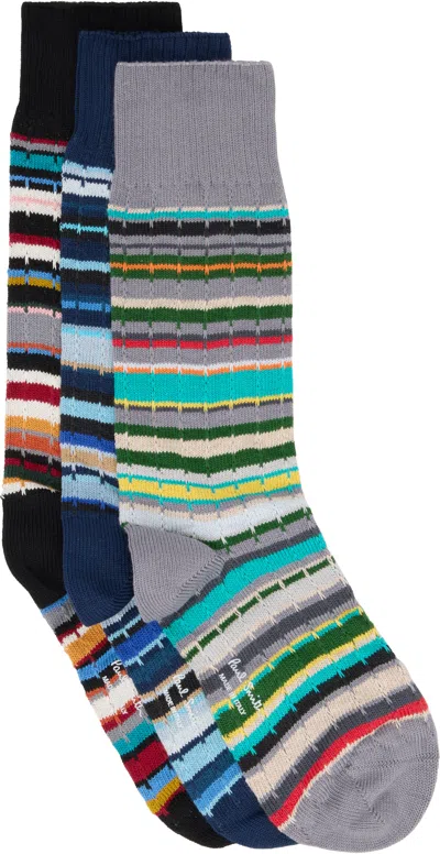 Paul Smith Three-pack Multicolor Cable Socks