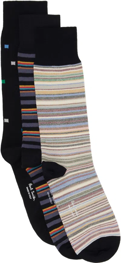 Paul Smith Three-pack Multicolor Signaure Socks