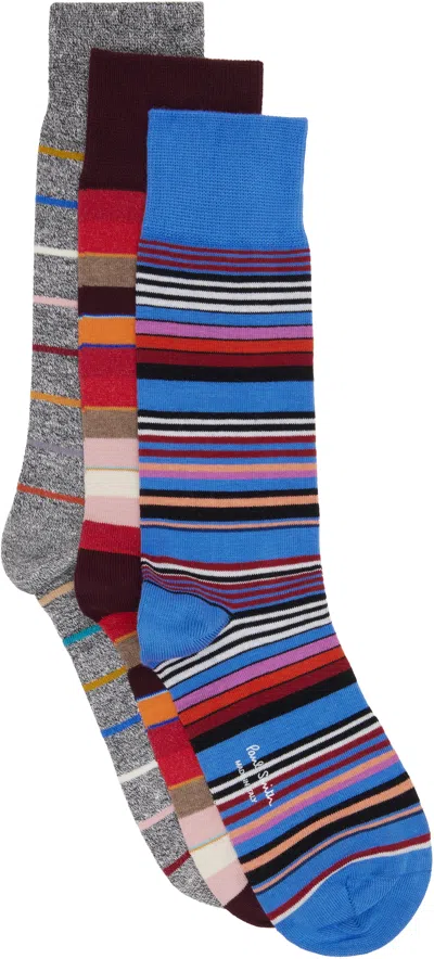 Paul Smith Three-pack Multicolor Stripe Socks