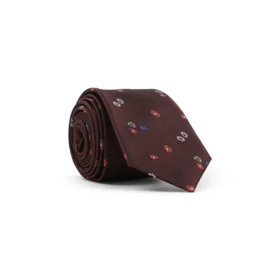 Paul Smith Brown Red Rabbit Embroidery Tie