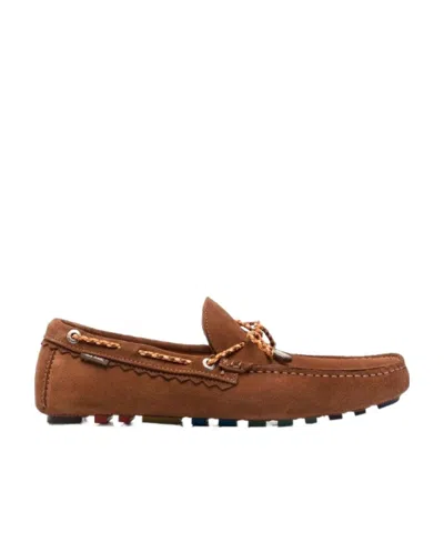 Paul Smith Tie-fastening Suede Mocassins In Brown