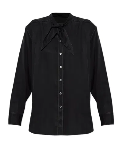 Paul Smith Tie-neck Oversized Shirt In Black