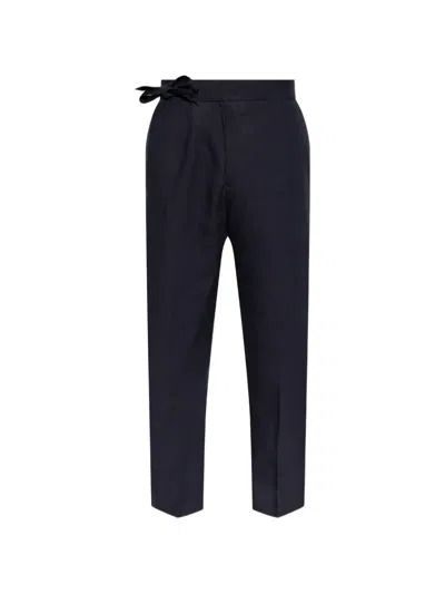 Paul Smith Tie-waist Linen Trousers In Blue