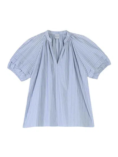 Paul Smith Top Righe Rich Cotton In Blue