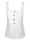 Paul Smith Square Neck White Linen Top With Decorative Buttons