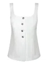 Paul Smith Square Neck White Linen Top With Decorative Buttons In White
