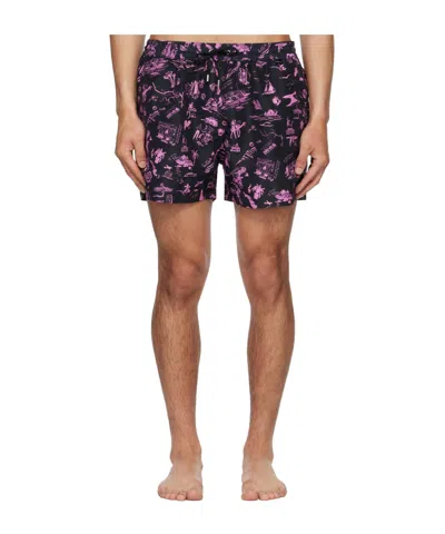 Paul Smith Travel Stories Elastic Waist Swim Trunks In Multi