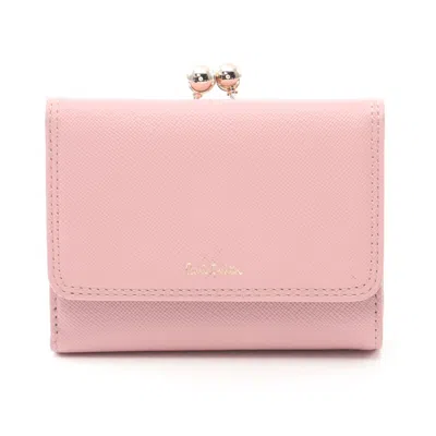 Paul Smith Trifold Wallet Leather Light Clasp In Pink