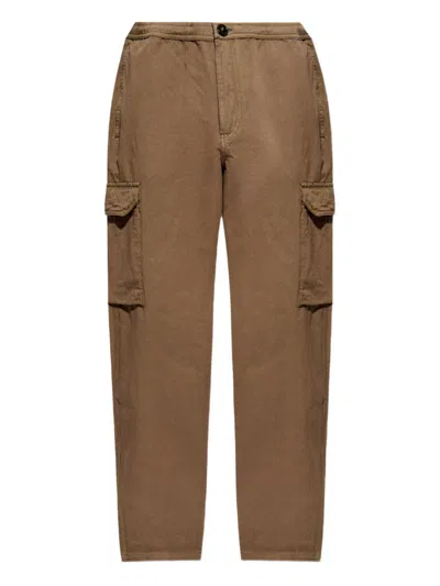 PAUL SMITH PAUL SMITH BROWN TROUSERS IN COTTON AND LINEN WITH POCKETS