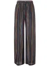 Paul Smith Silk Trousers Stripes Elastic Waistband In Multi