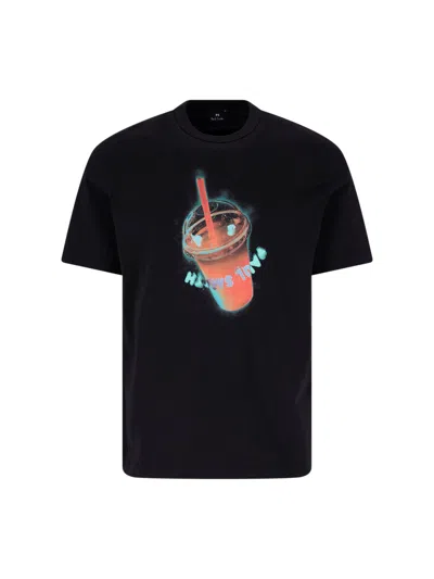 Paul Smith T-shirt Logo Drink In Black
