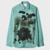Paul Smith Turquoise 'field Flowers' Print Lyocell Shirt Green
