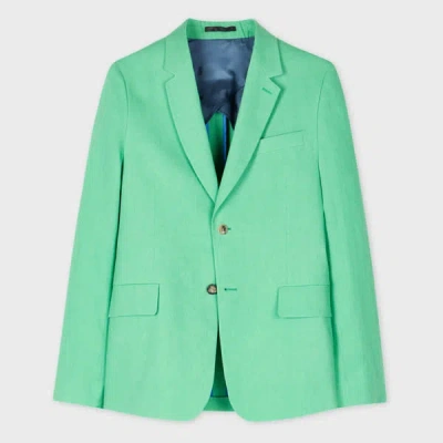 Paul Smith Turquoise Green Linen Buggy-lined Blazer Blue