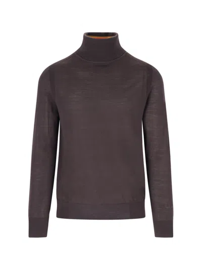 Paul Smith Turtleneck Sweater In Brown