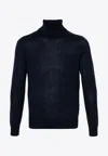 Paul Smith Turtleneck Wool Sweater In Navy