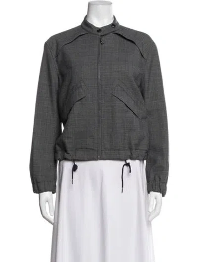 Pre-owned Paul Smith Tweed Pattern Bomber Jacket In Grey