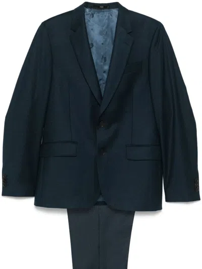 Paul Smith Twill Suit In Blue