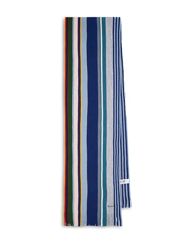 Paul Smith Twisted Striped Merino Wool Scarf In Multi