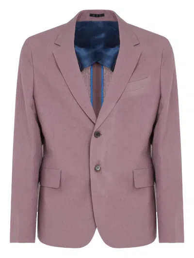 Paul Smith Two-button Linen Blazer In Pink