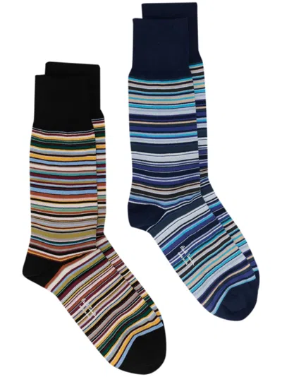 PAUL SMITH TWO-PACK STRIPED COTTON SOCKS