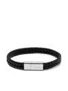 Paul Smith Braided Leather Bracelet In Black