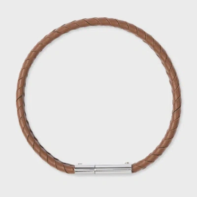 Paul Smith Two-tone Brown Braided Leather Bracelet