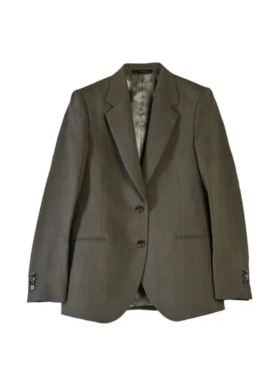 Paul Smith Two-button Linen Blazer In Green