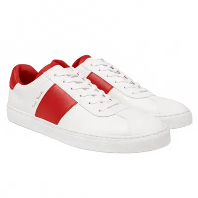 Paul Smith Unisex Levon Leather Sneakers In White And Red In Multi