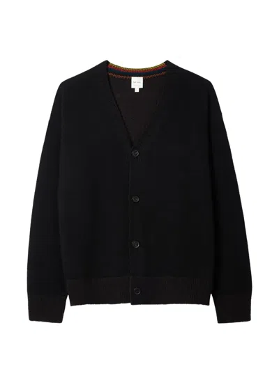 Paul Smith Signature Stripe Cardigan In Black