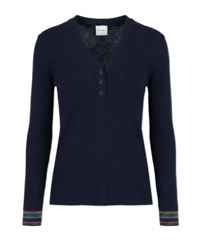 Paul Smith Long Sleeve Cardigan In Blue