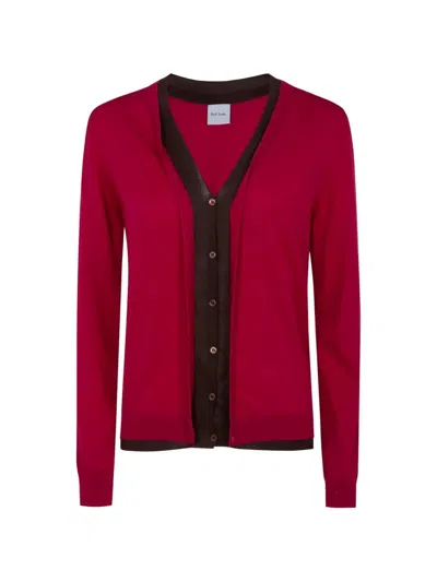 Paul Smith V Neck Cardigan In Red