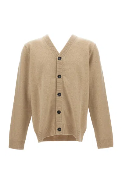 Paul Smith V-neck Cardigan With Multicolored Back Detail In Brown