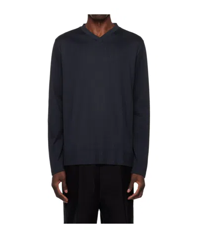 Paul Smith V-neck Long-sleeved T-shirt In Black