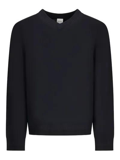 Paul Smith V-neck Ribbed Sweater In Blue