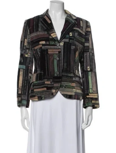 Pre-owned Paul Smith Velour Graphic Print Blazer In Black