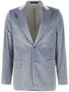 Paul Smith Velvet Blazer With Notch Lapels And Pockets In Blue