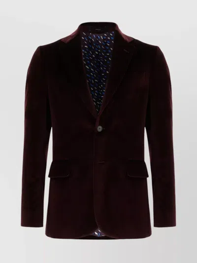 Paul Smith Velvet Blazer With Back Vent And Flap Pockets In Black