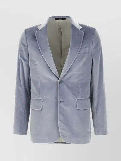 Paul Smith Velvet Blazer With Notch Lapels And Pockets In Blue