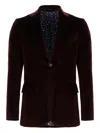 Paul Smith Velvet Blazer With Back Vent And Flap Pockets In Brown