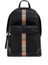 Paul Smith Vertical Stripe Black Backpack With Top Zip Closure In Black