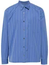 Paul Smith Vetical-stripe Print Cotton Shirt In Blue