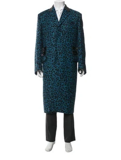 Pre-owned Paul Smith Virgin Wool Animal Print Coat In Blue