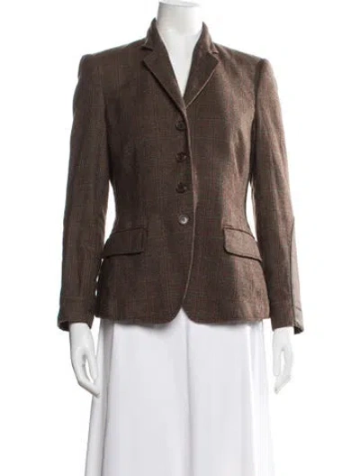 Pre-owned Paul Smith Virgin Wool Plaid Print Blazer In Brown