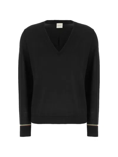 Paul Smith V-neck Striped-trim Sweater In Black